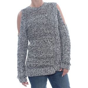 Love Scarlett Sweater Large Womens B W Cold Shoulder Fringe Detail
